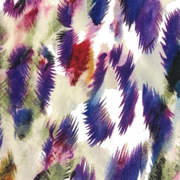 Cabi Feather Print Cap Sleeve V-Neck Blouse Top Purple Plume XS - Picture 2 of 7